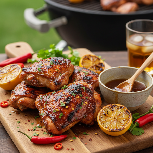 Honey-Glazed Spicy Grilled Chicken Thighs recipe