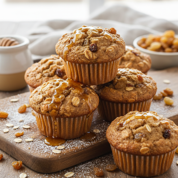 Honey-Infused Golden Raisin Oat Bran Muffins recipe