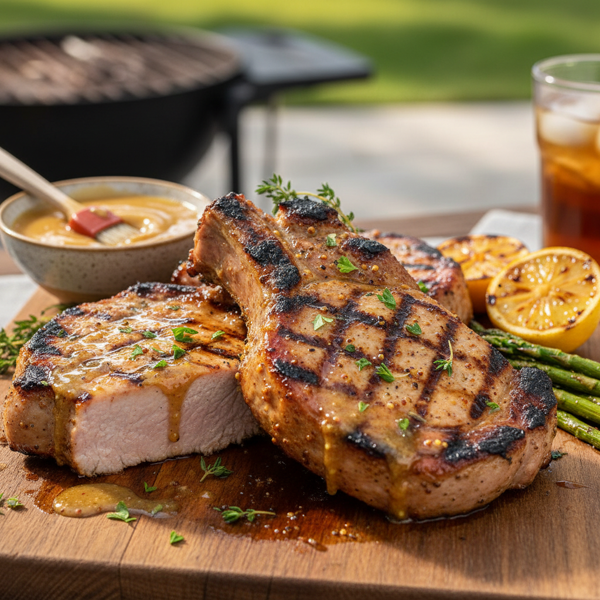 Honey-Mustard Glazed Grilled Pork Chops recipe