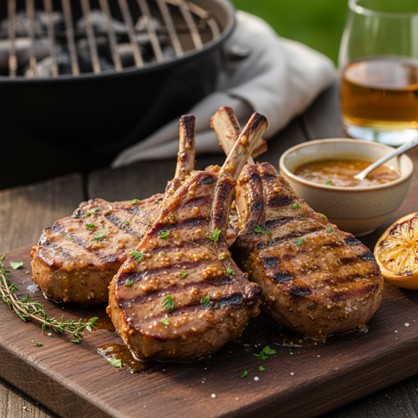 Honey-Mustard Glazed Grilled Veal Chops recipe