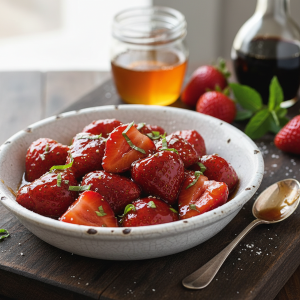 Honey Balsamic Glazed Strawberries recipe