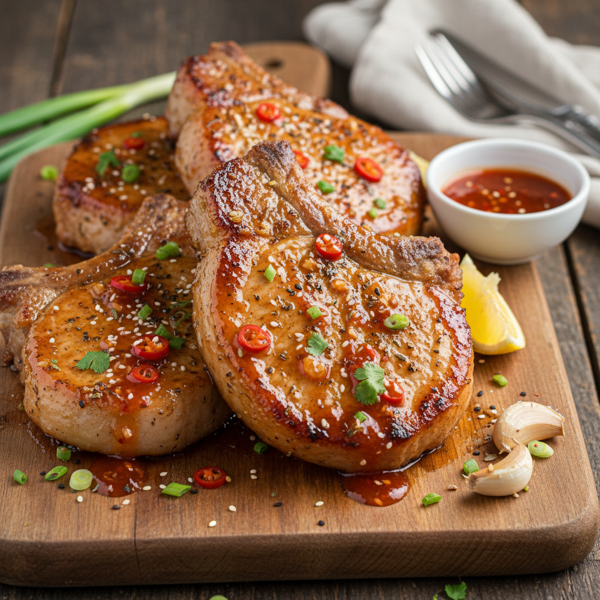 Honey Garlic Glazed Pork Chops with Sweet Chili Kick recipe