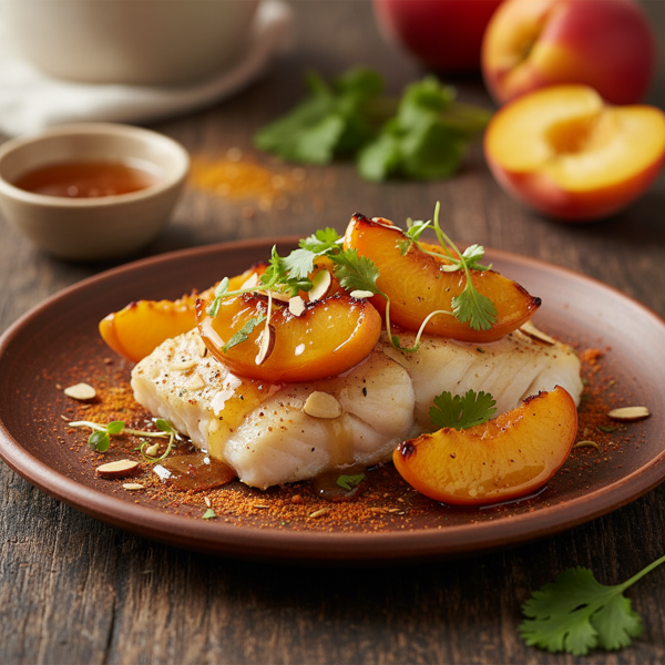 Honey Glazed Nectarines on Spiced Baked Cod recipe
