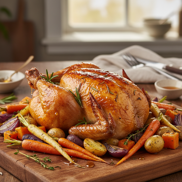 Honey Glazed Roast Chicken with Vegetables recipe