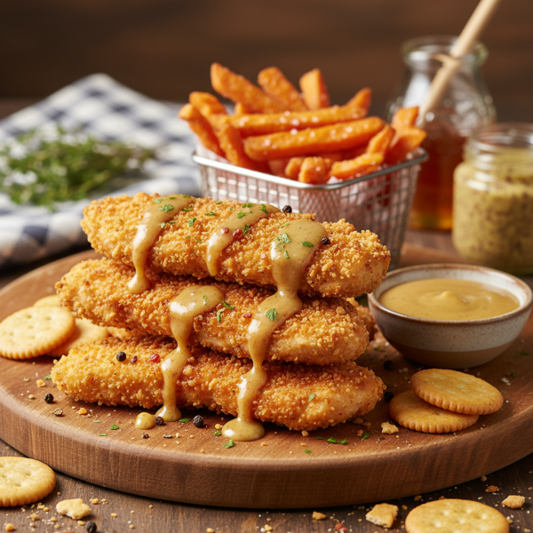 Honey Mustard Chicken Strips with Cracker Crust recipe