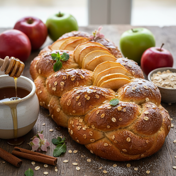 Honeyed Apple Oat Challah recipe