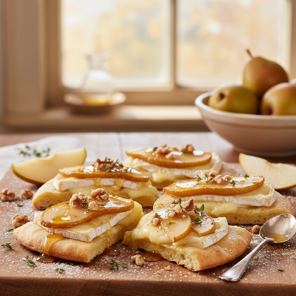 Honeyed Pear and Brie Pita Bites recipe