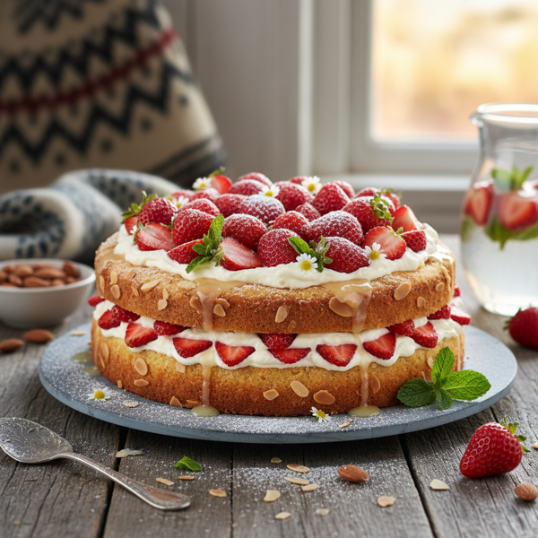 Icelandic Delight: Almond Strawberry Cake recipe