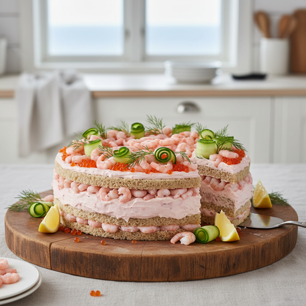 Icelandic Shrimp Sandwich Cake recipe