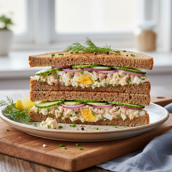 Icelandic Tuna & Egg Layered Sandwich recipe