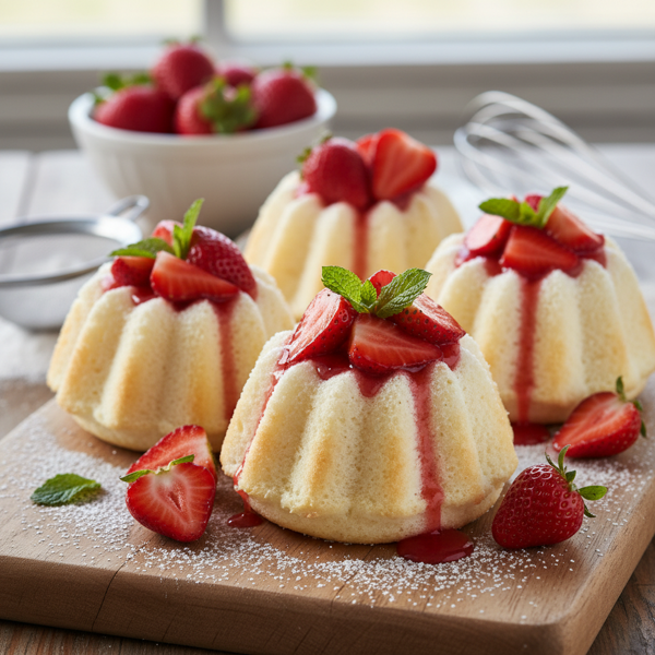 Individual Angel Food Cakes with Fresh Strawberries recipe