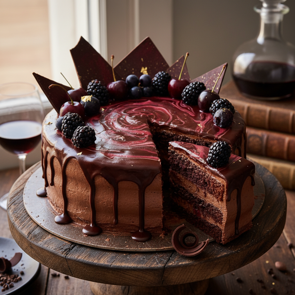 Indulgent Chocolate & Red Wine Fusion Cake recipe
