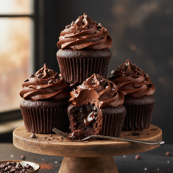 Indulgent Double Chocolate Cupcakes with Rich Chocolate Frosting recipe