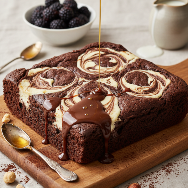 Indulgent Mascarpone Fudge Brownies with Honey Chocolate Drizzle recipe