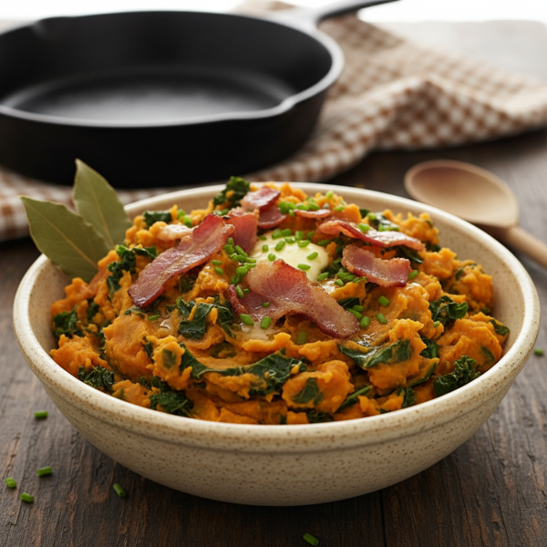 Irish Sweet Potato & Kale Mash with Bacon recipe