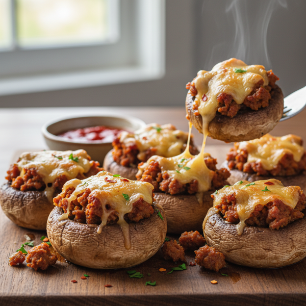Irresistible Spicy Sausage Stuffed Mushrooms recipe