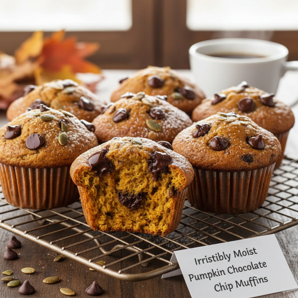 Irresistibly Moist Pumpkin Chocolate Chip Muffins recipe