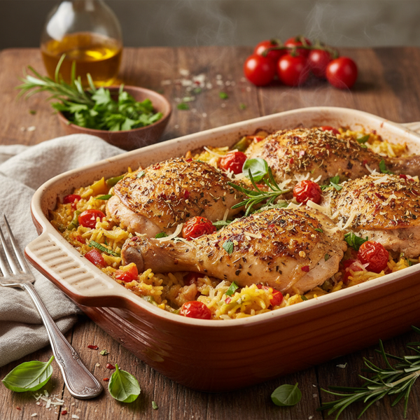 Italian Herb-Infused Chicken and Rice Bake recipe