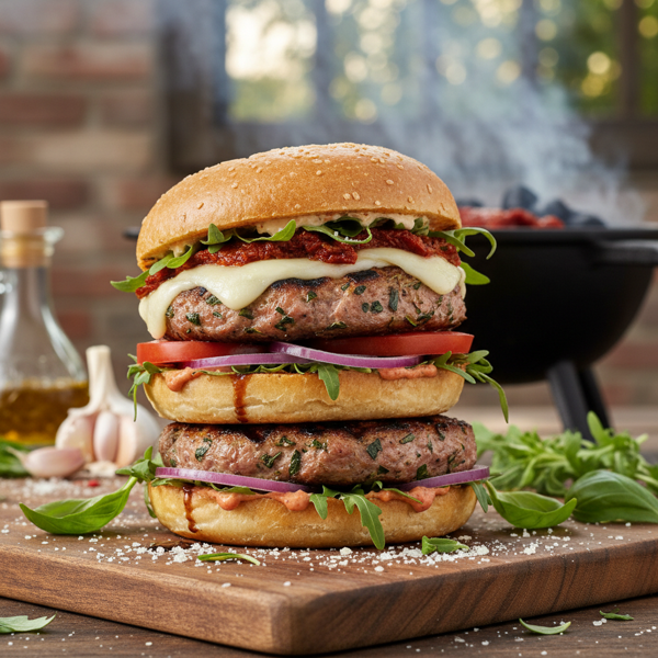 Italian Herb-Infused Grilled Pork Burgers recipe