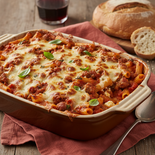 Italian Sausage & Mozzarella Baked Ziti recipe
