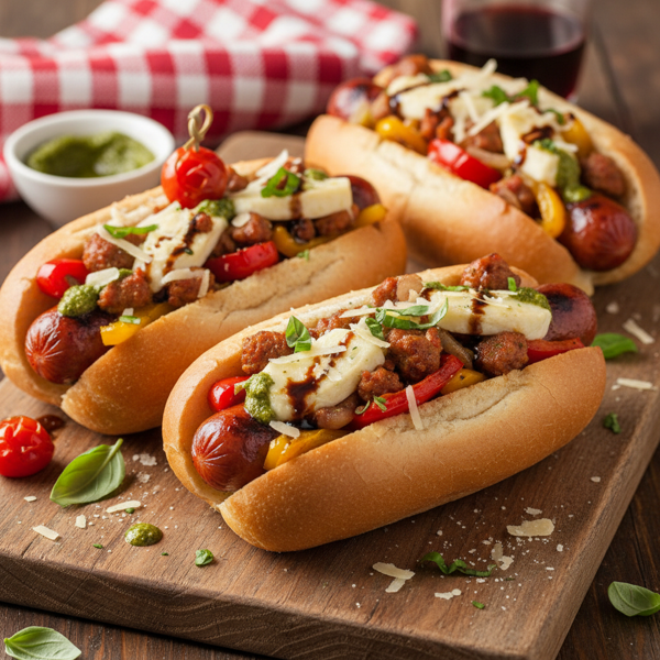 Italian Style Loaded Hot Dogs recipe