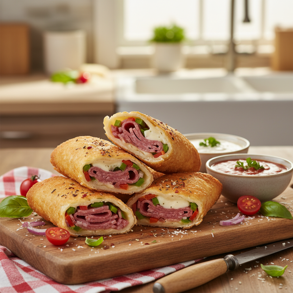 Italian Sub Egg Roll Delight recipe
