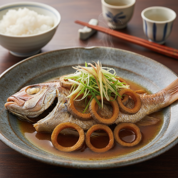 Japanese-Style Steamed Snapper with Burdock (Tai Nitsuke) recipe