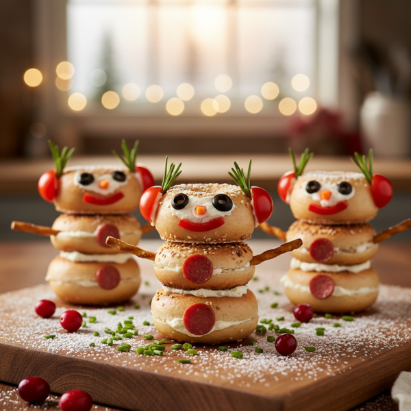Jolly Snowman Bagel Bites recipe