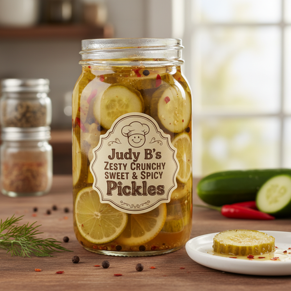 Judy B's Zesty Crunchy Sweet & Spicy Pickles recipe
