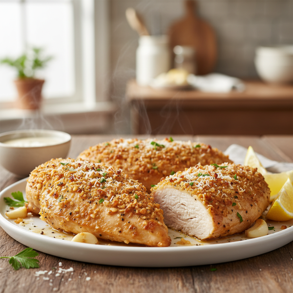 Juicy Garlic-Parmesan Crusted Chicken recipe
