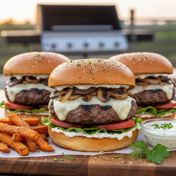 Juicy Stuffed Ranch-Infused Grilled Burgers recipe