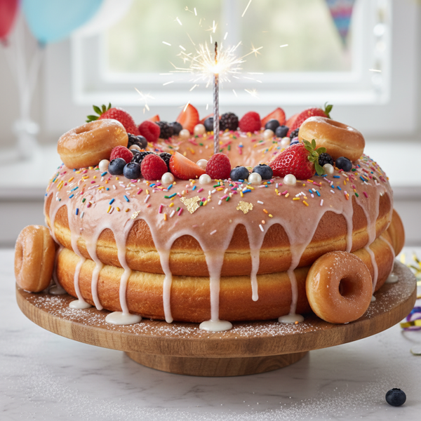 Jumbo Glazed Donut Celebration Cake recipe