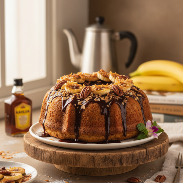 Kahlua-Infused Banana Coconut Cake recipe