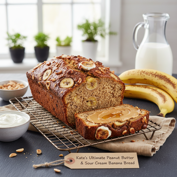Kate's Ultimate Peanut Butter & Sour Cream Banana Bread recipe