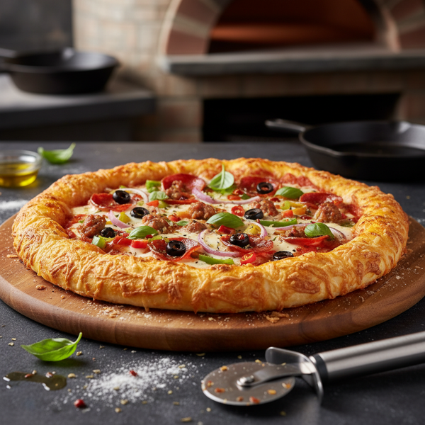 Keto-Friendly Cheese Crust Pizza recipe