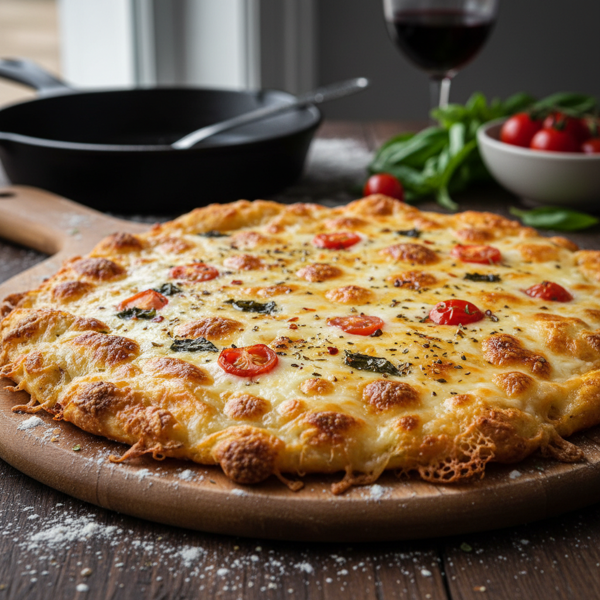 Keto-Friendly Cheesy Pizza Crust recipe