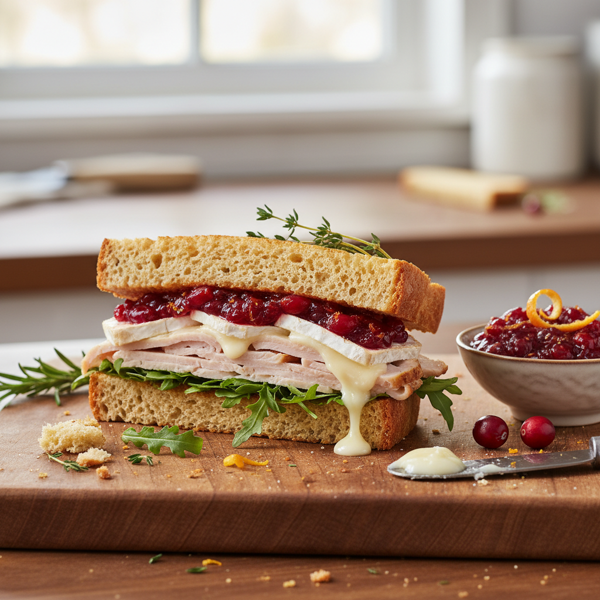 Keto-Friendly Turkey & Brie Sandwich with Zesty Cranberry Relish recipe