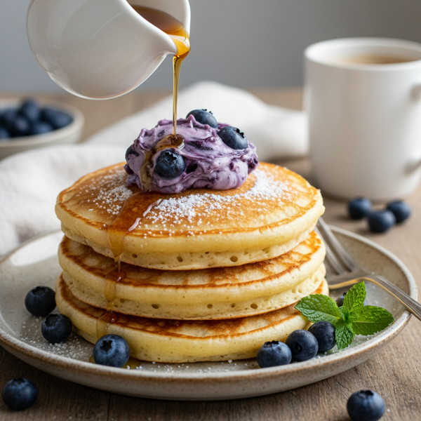 Keto Fluffy Pancakes with Blueberry Whipped Butter recipe