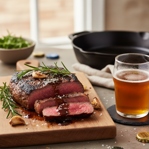 Lager-Infused Rosemary Flank Steak recipe