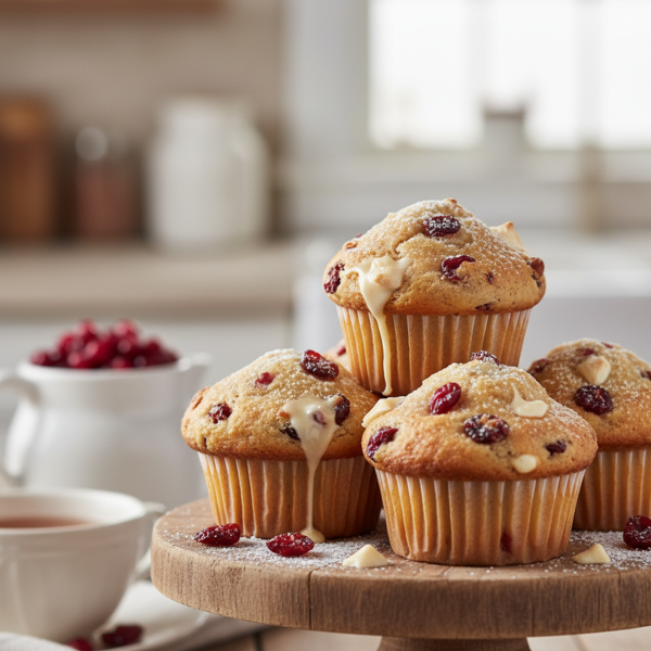 Lavish White Chocolate Cranberry Muffins recipe