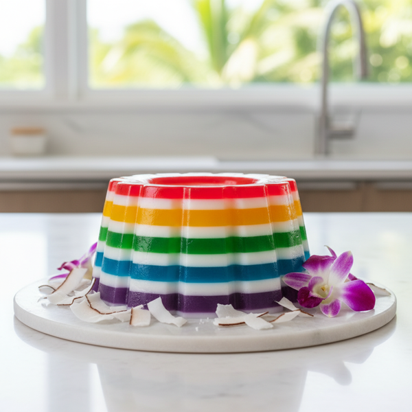 Layered Coconut Rainbow Jello Mold recipe