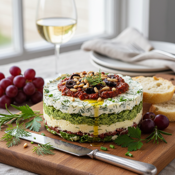 Layered Herb Cheese Torta Delight recipe