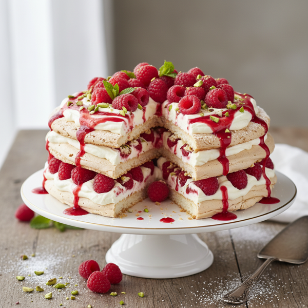 Layered Meringue and Raspberry Ripple Dream Torte recipe