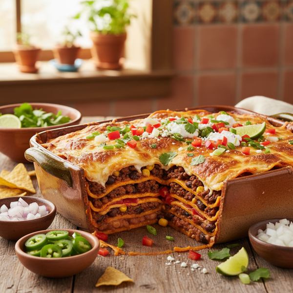 Layered Mexican Fiesta Lasagna recipe