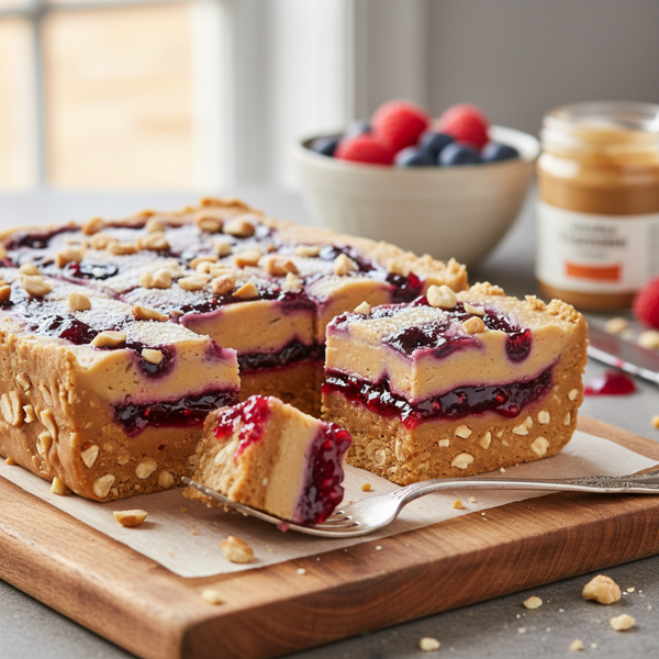 Layered Peanut Butter & Jelly Fudge Delight recipe