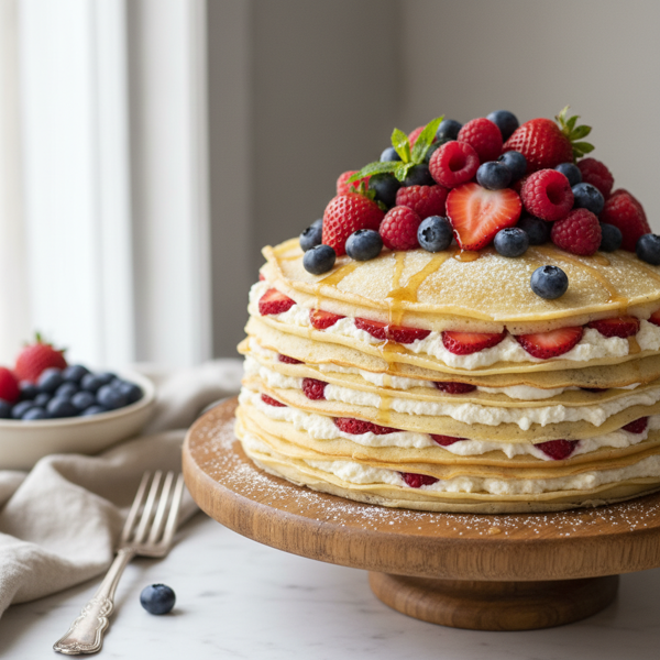 Layered Ricotta and Berry Crepe Cake recipe