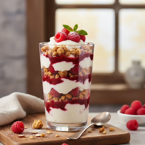 Layered Ricotta and Raspberry Crunch Parfait recipe