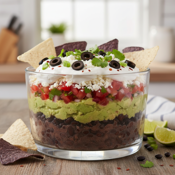 Layered Vegetarian Mexican Bean Dip recipe