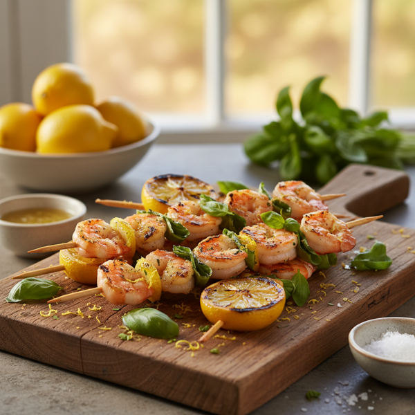 Lemon-Basil Grilled Shrimp Skewers recipe