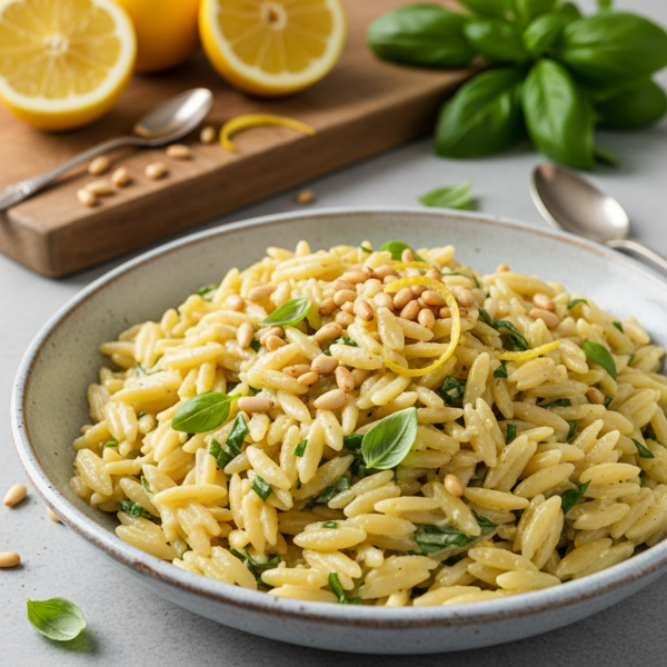 Lemon-Basil Orzo with Toasted Pine Nuts recipe
